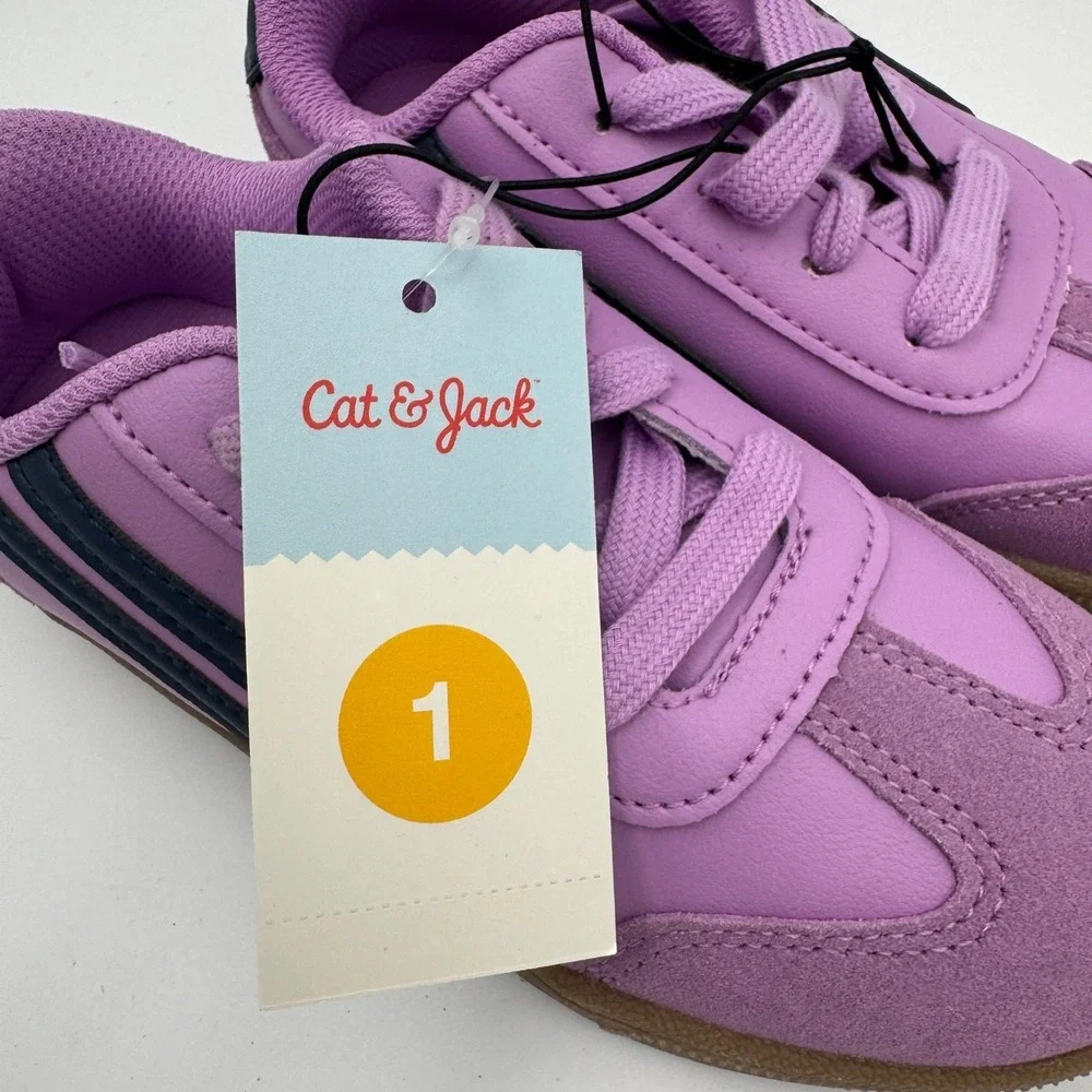 Cat & Jack Boston Court Kids Sneakers Size 1 Pink Purple NWT